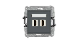 MINI Mechanizm gniazda podwójnego HDMI 2.0 grafitowy mat 28MHDMI-4