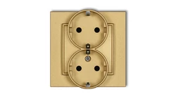 MINI Gniazdo podwójne z uziemieniem SCHUKO 2x(2P+Z) (przesłony torów prądowych) złoty 29MGP-2sp