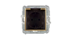 MINI Mechanizm gniazda bryzgoszczelnego z uziemieniem SCHUKO 2P+Z (klapka dymna, przesłony torów prądowych) złoty 29MGPB-1sdp