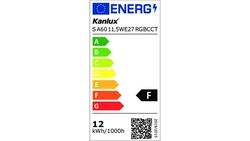 Żarówka LED E27 Kanlux SMART S A60 ściemnialna 11,5W RGBCCT 1055lm 2700-6500K ciepła/neutralna/zimna,RGB 33642