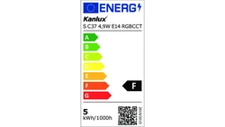 Żarówka LED E14 Kanlux SMART S C37 ściemnialna 4,9W RGBCCT 470lm 2700-6500K ciepła/neutralna/zimna,RGB 33644