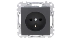 Gniazdo zasilające 2P+PE z przesł torów pr zaciski bezg, czarny antracyt, Sedna Design i Elements SDD114012