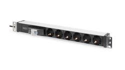 Listwa zasilająca PDU 19 Rack 6x schuko 2m 1x wtyk unischuko 16A wyłącznik nadprądowy DN-95417