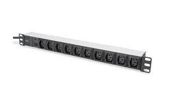 Listwa zasilająca PDU 19 Rack 10x gniazdo C13 2m 1x wtyk C14 10A zab. przeciążeniowe DN-95404