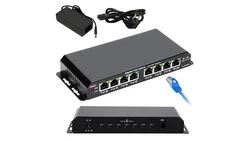 Switch PoE 7x Gigabit PoE, 1x Uplink RJ45, Zasilacz 24V 2.5A, Moc 60W Extralink KRATOS
