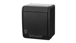 HERMES Gniazdo natynkowe pojedyncze z uziemieniem 2P+Z schuko IP44 czarne 0324-09