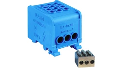 Odgałęźnik instalacyjny 1-torowy (3x16mm²/3x16mm²) LZ1*16/16/16 mocowanie na TS 35, niebieski 84170003