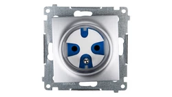 Simon 54 Gniazdo pojedyncze DATA z/u IP20 z kluczem uprawniającym srebrny mat DGD1.01/43