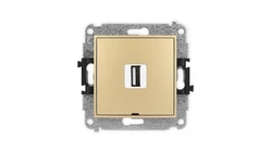 ICON Mechanizm gniazda pojedynczego USB A-A 2.0, bez pola opisowego złoty 29IGUSBBO-1