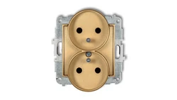 ICON Mechanizm gniazda podwójnego do ramki z uziemieniem 2x(2P+Z) (przesłony torów prądowych) złoty 29IGPR-2zp