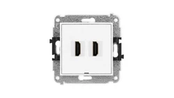 ICON Mechanizm gniazda podwójnego HDMI 2.0, bez pola opisowego biały IHDMIBO-4