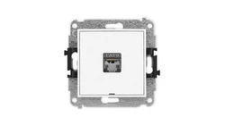 ICON Mechanizm gniazda komputerowego pojedynczego 1xRJ45, kat. 5e, ekranowane, 8-styk, bez pola opisowego biały mat 25IGKBO-1e