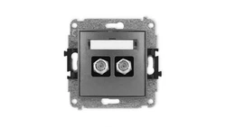 ICON Mechanizm gniazda antenowego podwójnego typu F (SAT) niklowany grafitowy 11IGF-2