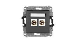 ICON Mechanizm gniazda głośnikowego poj. (typu banan - czerwony i czarny, pozłacany, 4 mm2, do lutowania) grafitowy mat 28IGG-3