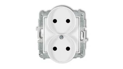 ICON Mechanizm gniazda podwójnego do ramki bez uziemienia 2x2P (przesłony torów prądowych) biały IGPR-2p