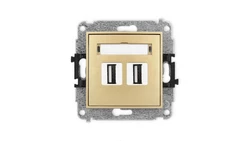 ICON Mechanizm gniazda podwójnego 2xUSB A-A 2.0 złoty 29IGUSB-2