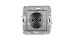 ICON Mechanizm gniazda pojedynczego z uziemieniem SCHUKO 2P+Z (przesłony torów prądowych) srebrny metalik 7IGP-1sp