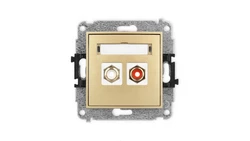 ICON Mechanizm gniazda podwójnego RCA (typu cinch - biały i czerwony, pozłacany) złoty 29IGRCA-2