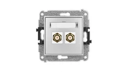 ICON Mechanizm gniazda antenowego podwójnego typu F (SAT) pozłacany srebrny metalik 7IGF-2.1