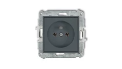 ICON Mechanizm gniazda pojedynczego z uziemieniem 2P+Z (bez przesłon torów prądowych) grafitowy mat 28IGP-1z