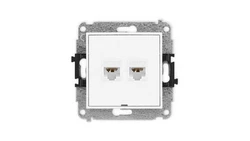 ICON Mechanizm gniazda komputerowego podwójnego 2xRJ45, kat. 6A, 8-stykowy, bez pola opisowego biały IGKBO-8