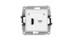 ICON Mechanizm gniazda pojedynczego HDMI 2.0 + gniazda komp. poj. 1xRJ45, kat. 5e, 8-stykowy biały IGHK