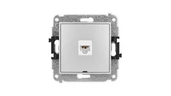 ICON Mechanizm gniazda komputerowego pojedynczego 1xRJ45, kat. 6A, 8-stykowy, bez pola opisowego srebrny metalik 7IGKBO-7