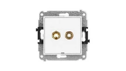 ICON Mechanizm gniazda głośnikowego poj., bez pola opisu (banan - czerwony i czarny, pozłacany, 4 mm2, skręcany) biały IGGBO-4