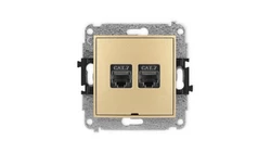 ICON Mechanizm gniazda komputerowego podwójnego 2xRJ45, kat. 7, ekranowane, 8-stykowy, bez pola opisowego złoty 29IGKBO-10