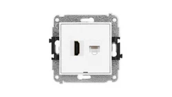 ICON Mechanizm gniazda pojedynczego HDMI 2.0 + gniazda komp. poj. 1xRJ45, kat. 5e, 8-stykowy, bez pola opisowego biały IGHKBO