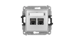 ICON Mechanizm gniazda komputerowego podwójnego 2xRJ45, kat. 7, ekranowane, 8-stykowy srebrny metalik 7IGK-10