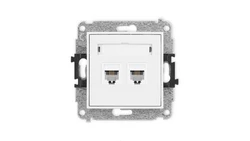 ICON Mechanizm gniazda telefonicznego podwójnego 2xRJ11, 4-stykowy, beznarzędziowe biały mat 25IGT-2