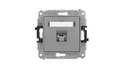 ICON Mechanizm gniazda komputerowego pojedynczego 1xRJ45, kat. 6, ekranowane, 8-stykowy szary mat 27IGK-5