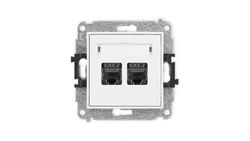 ICON Mechanizm gniazda komputerowego podwójnego 2xRJ45, kat. 7, ekranowane, 8-stykowy biały IGK-10