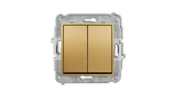 ICON Mechanizm łącznika zwiernego, dwubiegunowego (dwa klawisze bez piktogramów, osobne zasilanie) złoty 29IWP-44.2
