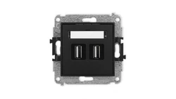 ICON Mechanizm gniazda podwójnego 2xUSB A-A 2.0 czarny mat 12IGUSB-2