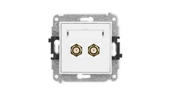 ICON Mechanizm gniazda antenowego podwójnego typu F (SAT) pozłacany biały IGF-2.1