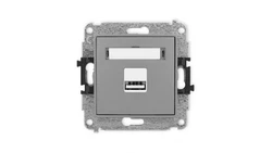 ICON Mechanizm ładowarki USB pojedynczej, 5V, 1A szary mat 27ICUSB-1