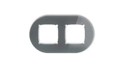 ICON Ramka uniwersalna podwójna okrągła - efekt szkła (ramka: grafitowa spód: grafitowy mat) 28-28-IRSO-2