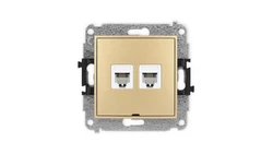 ICON Mechanizm gniazda telefonicznego podwójnego 2xRJ11, 4-stykowy, beznarzędziowe, bez pola opisowego złoty 29IGTBO-2