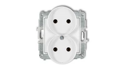 ICON Mechanizm gniazda podwójnego do ramki bez uziemienia 2x2P (bez przesłon torów prądowych) biały IGPR-2
