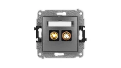 ICON Mechanizm gniazda głośnikowego pojedynczego (typu banan - czerwony i czarny, pozłacany, 4 mm2, skręcany) grafitowy 11IGG-4