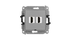 ICON Mechanizm gniazda podwójnego HDMI 2.0, bez pola opisowego szary mat 27IHDMIBO-4