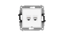 ICON Mechanizm gniazda komputerowego podwójnego 2xRJ45, kat. 6, 8-stykowy, bez pola opisowego biały mat 25IGKBO-4