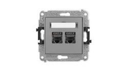 ICON Mechanizm gniazda komputerowego podwójnego 2xRJ45, kat. 7, ekranowane, 8-stykowy szary mat 27IGK-10