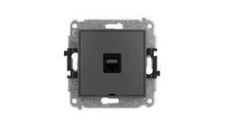 ICON Mechanizm gniazda komputerowego pojedynczego 1xRJ45, kat. 6A, 8-stykowy, bez pola opisowego grafitowy mat 28IGKBO-7