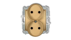 ICON Mechanizm gniazda podwójnego do ramki bez uziemienia 2x2P (przesłony torów prądowych) złoty 29IGPR-2p