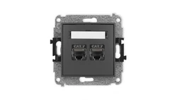 ICON Mechanizm gniazda komputerowego podwójnego 2xRJ45, kat. 7, ekranowane, 8-stykowy grafitowy mat 28IGK-10