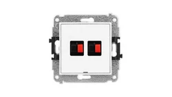 ICON Mechanizm gniazda głośnikowego podwójnego, bez pola opisowego biały mat 25IGGBO-2