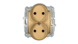 ICON Mechanizm gniazda podwójnego do ramki bez uziemienia 2x2P (bez przesłon torów prądowych) złoty 29IGPR-2